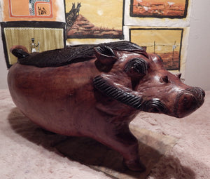 Wild boar hand carved from Mukwa wood