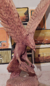 Large Wood CARVED EAGLE SCULPTURE: Roots Cabinets & Tiles , home of the big 5 animal wood carvings, carved elephant statues, carved hippo, carved rhino, carved giraffe, wood carved baboon, wood carved wild boars, wood carved kitten, wood carved duck with 