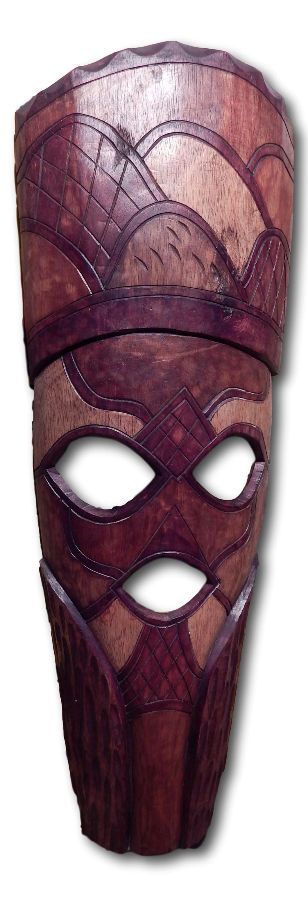 Mask art decoration handcrafted from Mukwa wood