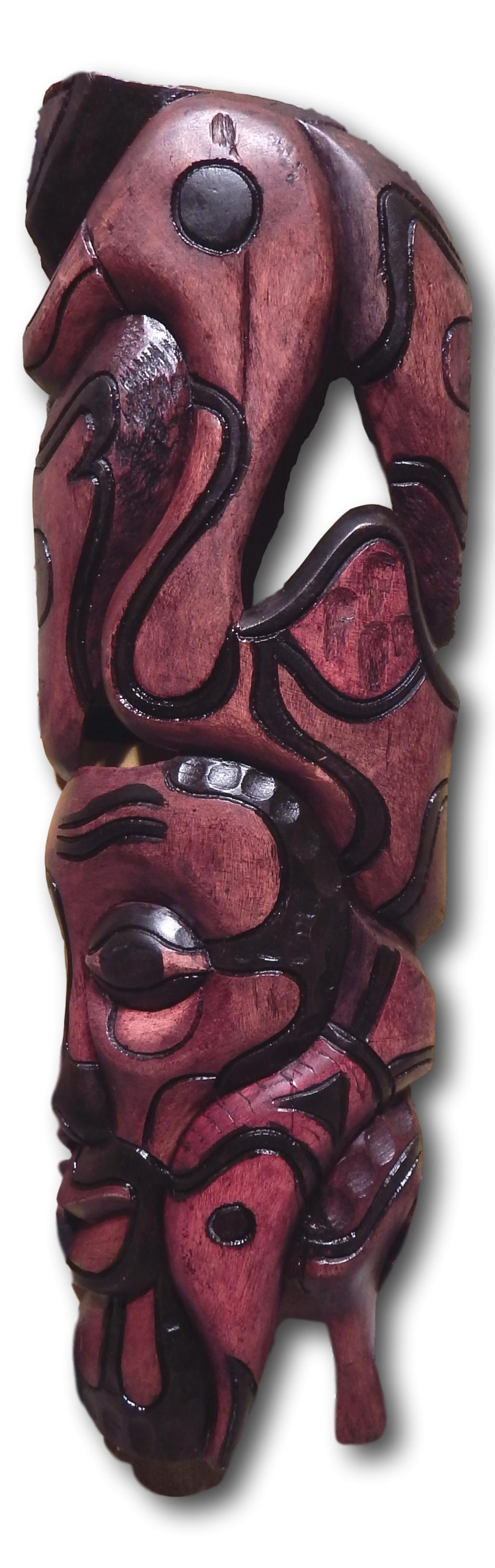 Mask art decoration handcrafted from Seringa wood