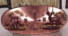 Wall clock mounted within hand painted Copper plate
