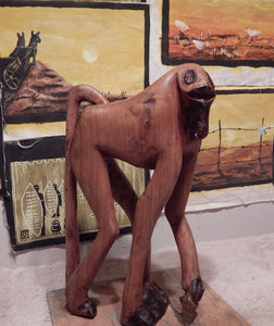 Monkey hand carved from Mukwa wood