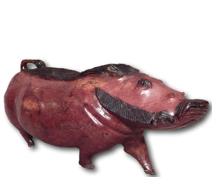 Wild boar sculpture handcrafted from Mukwa wood