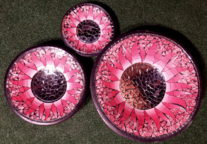 Mosaics bowls set hand made from Glass and resin