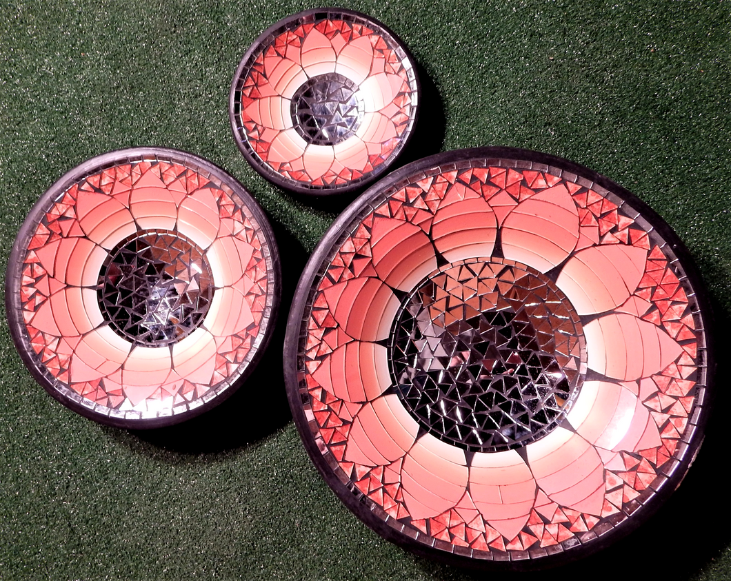 Mosaic bowl set hand made from Glass and resin