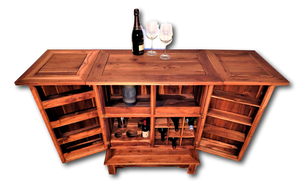 Teak wood wine bar storage cabinets | Roots Hardwood Furniture & Tiles