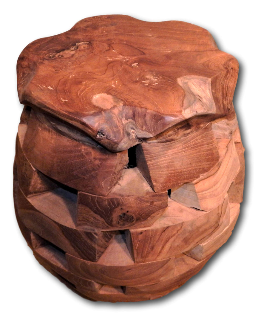 Teak wood natural slab stool | Roots Hardwood Furniture