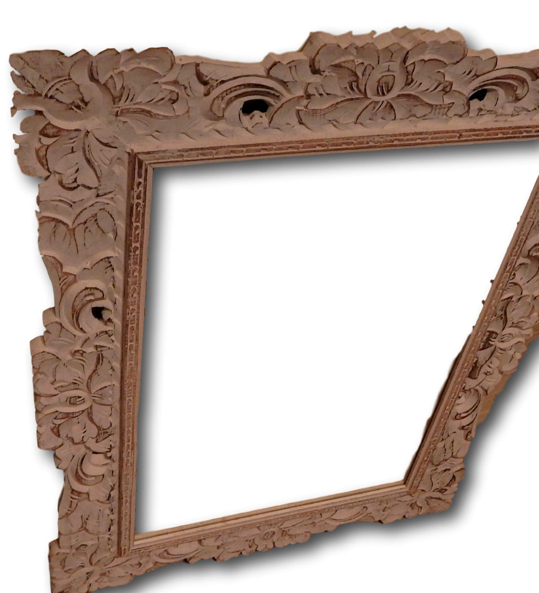 Wall mirror hand carved from Reclaimed wood
