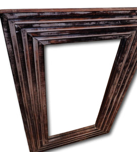 Wall mirror in frame hand carved from Reclaimed wood