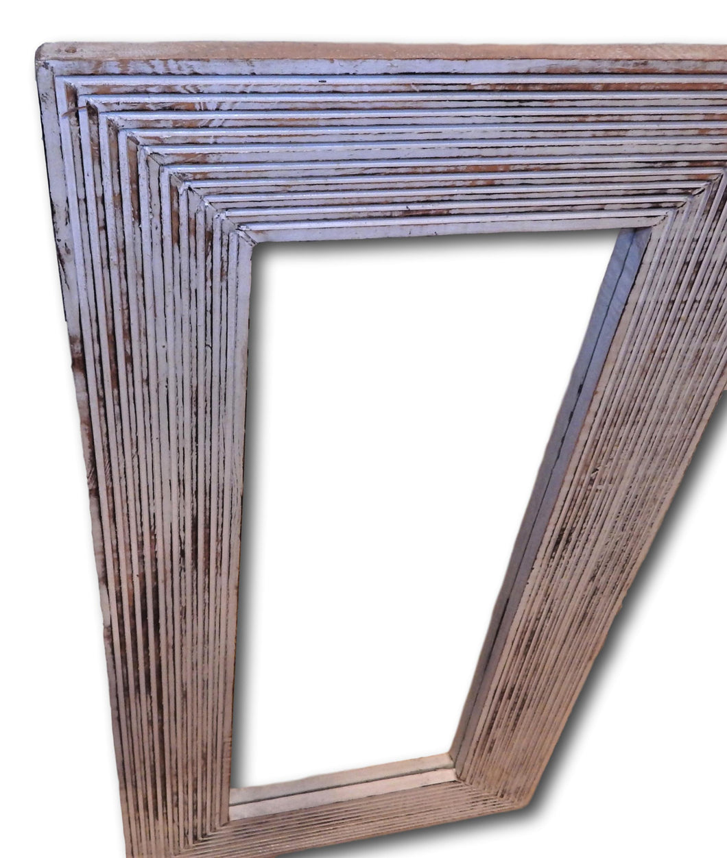 Wall mirror in frame handcrafted from reclaimed wood