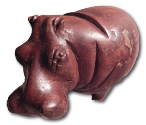 Hippo handcrafted from Mukwa wood