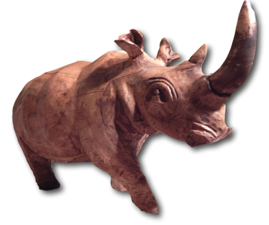 Rhino sculpture handcrafted from Seringa wood