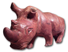 Rhino handcrafted from Mukwa wood